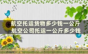 航空托运货物多少钱一公斤 航空公司托运一公斤多少钱